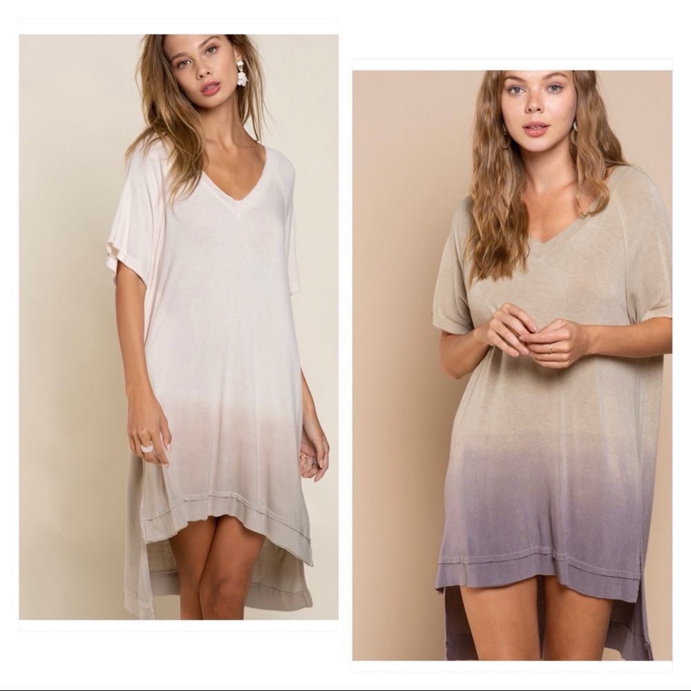 𝅺OMBRE hand dip die Tunic - Dress with raw seam line detail, - Picture 7 of 10
